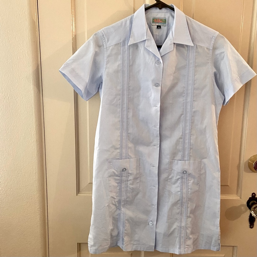 BN Girls Guayabera Cover Up Girls Dress blue Size-12  by Nativa swim cover up.